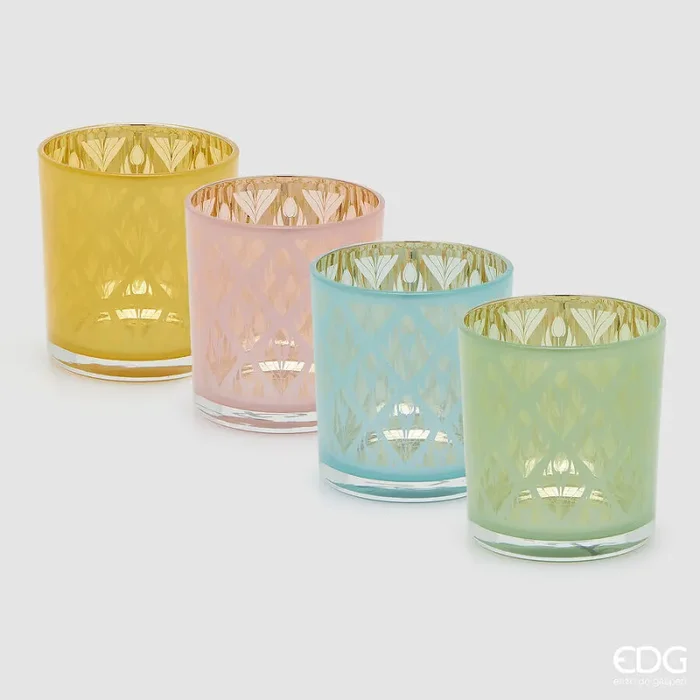 EDG Enzo De Gasperi Portacandela Tulipano Rombi Cilindro H 8 Cm D 7 Cm 4 Ass. Multicolor 1 Pz