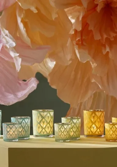 EDG Enzo De Gasperi Portacandela Tulipano Rombi Cilindro H 8 Cm D 7 Cm 4 Ass. Multicolor 1 Pz - immagine 3