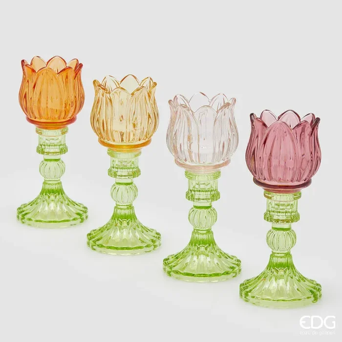 EDG Enzo De Gasperi Portacandela Tulipano Spring H 17,5 Cm D 8 Cm 4 Ass. Multicolor 1 Pz Saldi