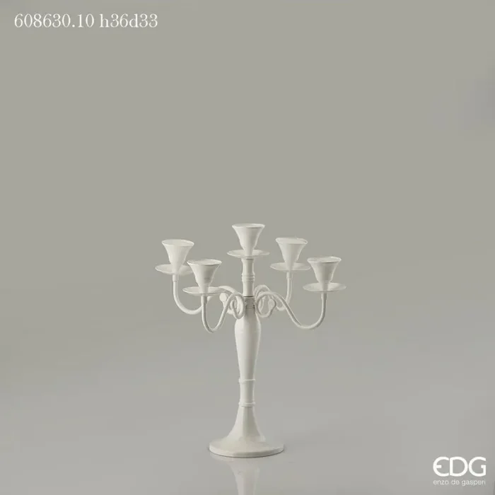 EDG Enzo De Gasperi Portacandele Metallo 5 Braccia H 36 Cm D 33 Cm Metallo White Vendita online