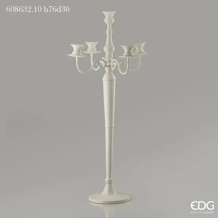 EDG Enzo De Gasperi Portacandele Metallo 5 Braccia H 76 Cm D 30 Cm Metallo White