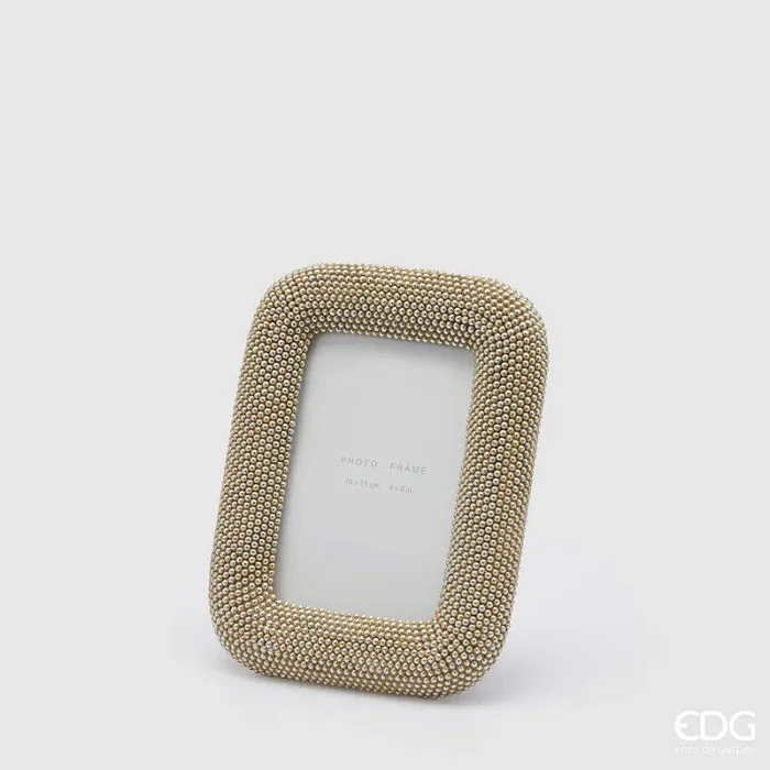 EDG Enzo De Gasperi Portafoto Perline Rettangolare H 21 Cm L 17 Cm Platinum Moda