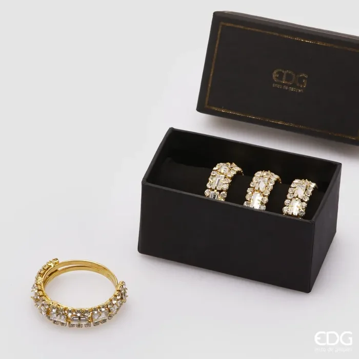 EDG Enzo De Gasperi Portatovaglioli Jewel Natale D 4,5 Cm H 1,3 Cm Set 4 Pz Gold