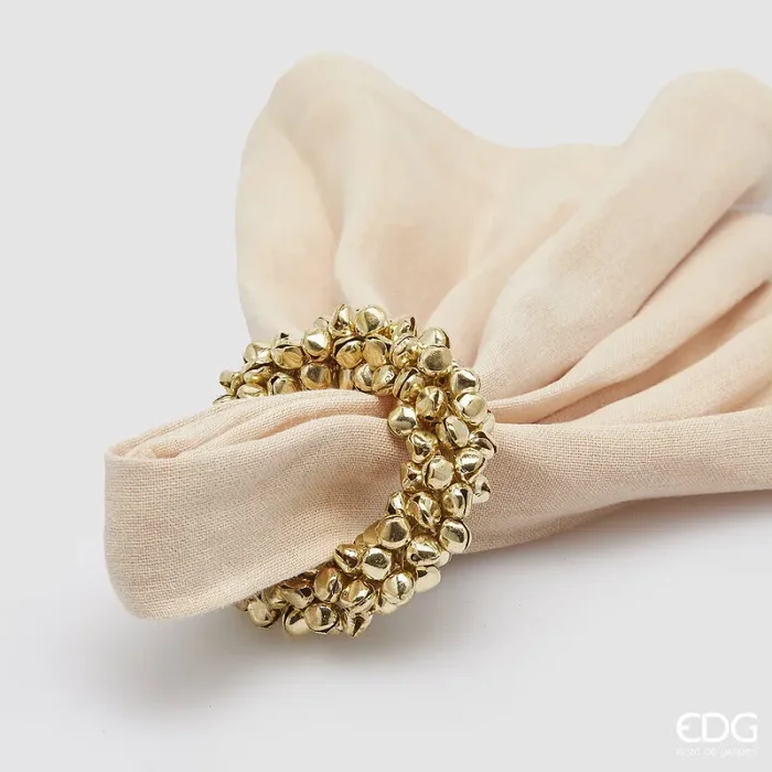 EDG Enzo De Gasperi Portatovaglioli Natale Campanelli Rotondo D 8 Cm Gold 1 Pz