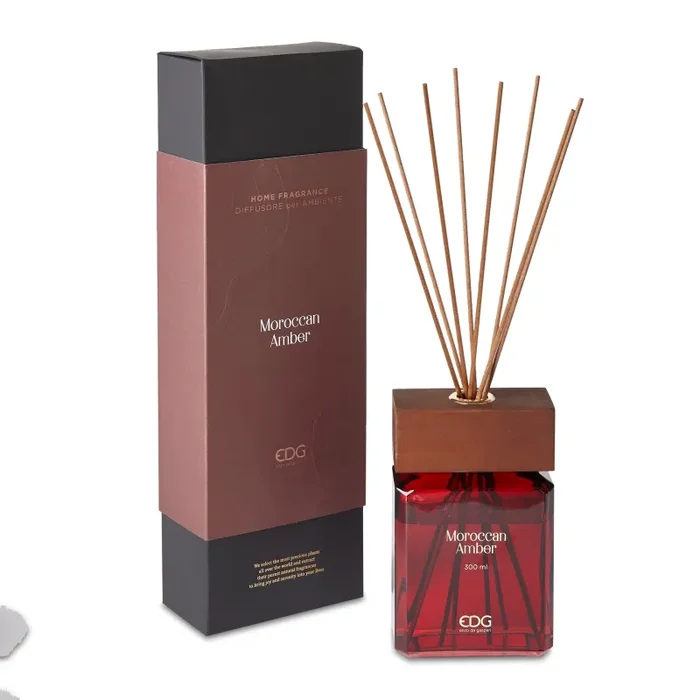 EDG Enzo De Gasperi Profumatore Bottiglia Tappolegno 300 ml + Bastoncini Moroccan Amber