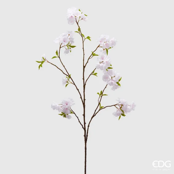 EDG Enzo De Gasperi Ramo Sakura Fiori di Ciliegio con Foglie Artificiali H 115 Cm White Pink