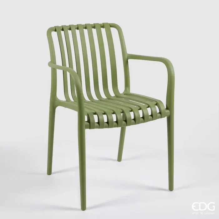 EDG Enzo De Gasperi Sedia Righe H 80 Cm L 55 Cm L 56 Cm Colore Salvia
