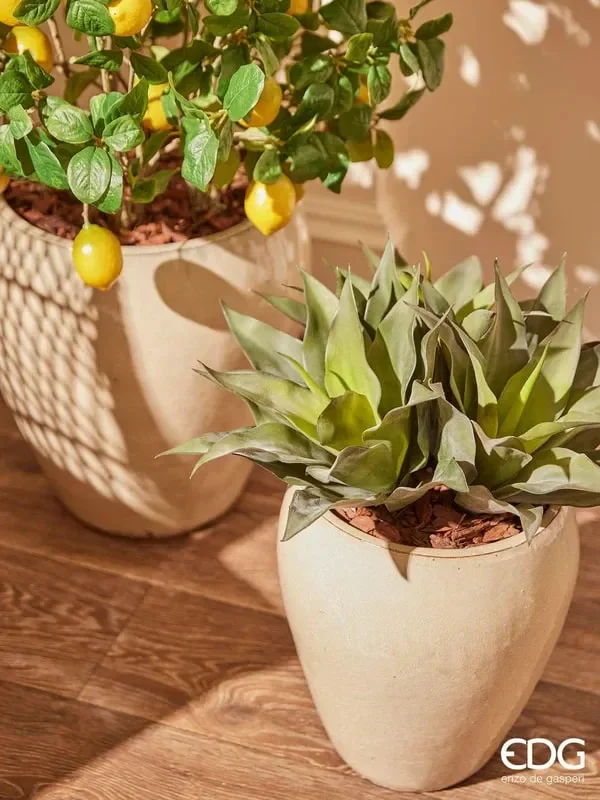 EDG Enzo De Gasperi Set 2 Pz Vaso Glaze Bombato H 42 Cm H 32 Cm Waterproof Sand - immagine 2