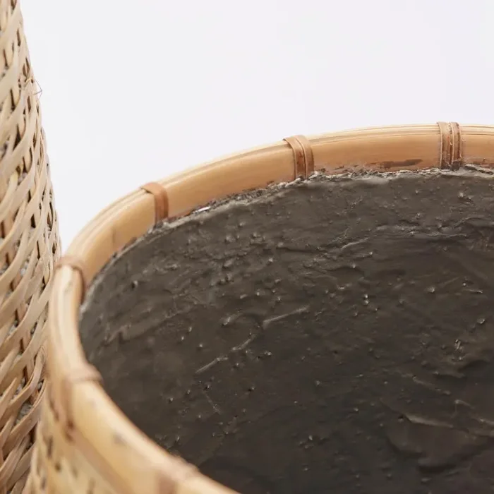 EDG Enzo De Gasperi Set 3 Pz Cesto Bamboo Mekong Resinato H 40 Cm H 30 Cm H 20 Cm Natural In saldo - immagine 2