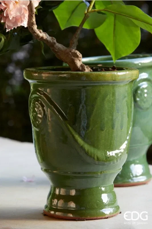 EDG Enzo De Gasperi Set 3 Pz Vaso Glaze Coppa H 58 Cm H 41 Cm H 30 Cm Olive Waterproof Online - immagine 3