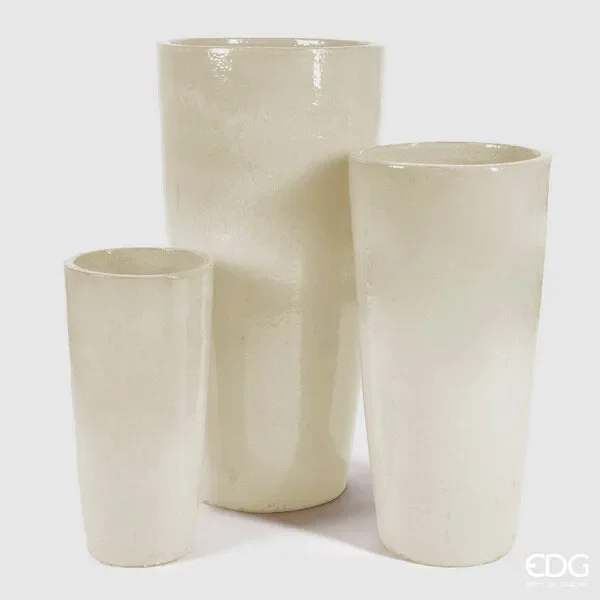 EDG Enzo De Gasperi Set 3 Pz Vaso Glaze H 100 Cm H 80 Cm H 60 Cm Ivory Vendita calda