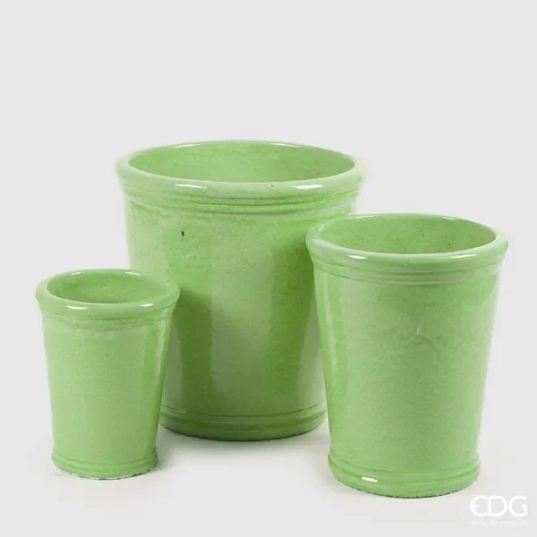 EDG Enzo De Gasperi Set 3 Pz Vaso Glaze Svasato H 47 Cm H 41 Cm H 30 Cm Light Green Waterproof Online