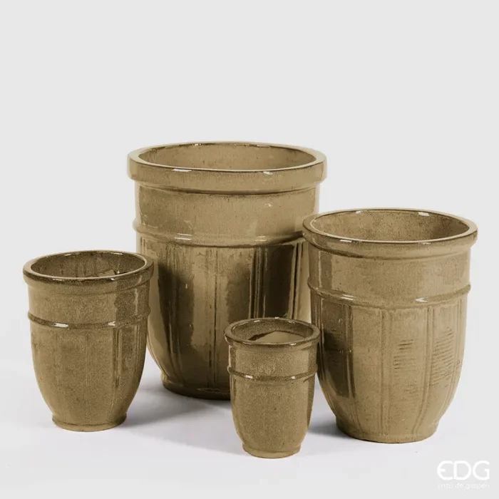 EDG Enzo De Gasperi Set 4 Pz Vaso Glaze Coste H 50 Cm H 41 Cm H 32 Cm H 23 Cm Sand