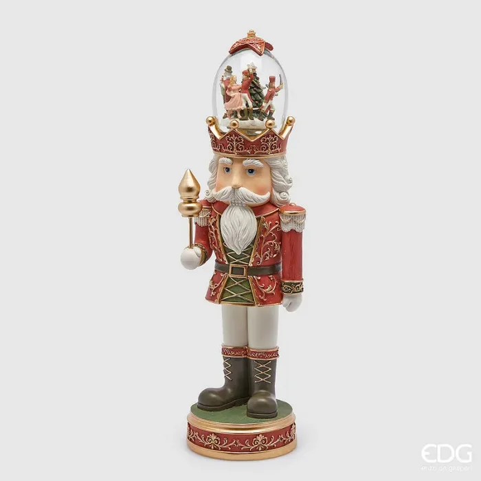 EDG Enzo De Gasperi Sfera Natale Acqua Soldatino Led H 49,5 Cm D 10 Cm Musica e Mov. Green Red