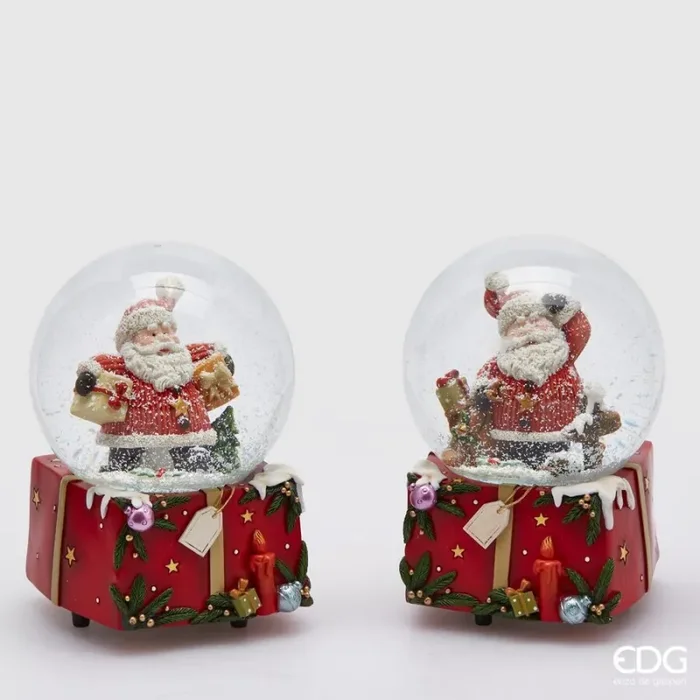 EDG Enzo De Gasperi Sferacqua Babbo Natale Etichetta e Carillon H 15 Cm D 10 Cm Green Red 1 Pz Moda
