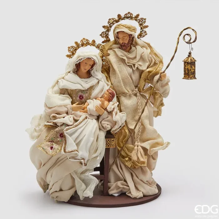 EDG Enzo De Gasperi Statuetta Natalizia Natività con Base H 50 Cm Ivory Gold
