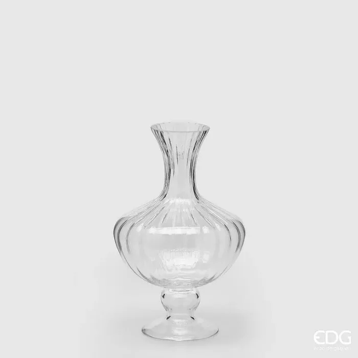 EDG Enzo De Gasperi Vaso Anfora Righe H 30 Cm D 20 Cm Natural Trasparente