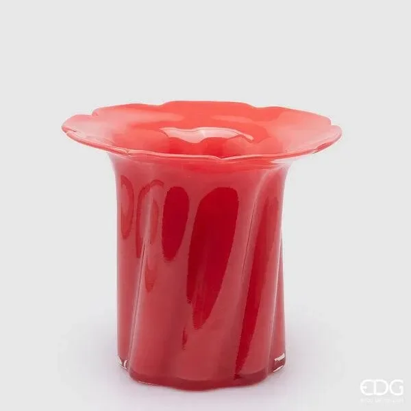 EDG Enzo De Gasperi Vaso Blossom H 23 Cm D 26 Cm Vetro Red