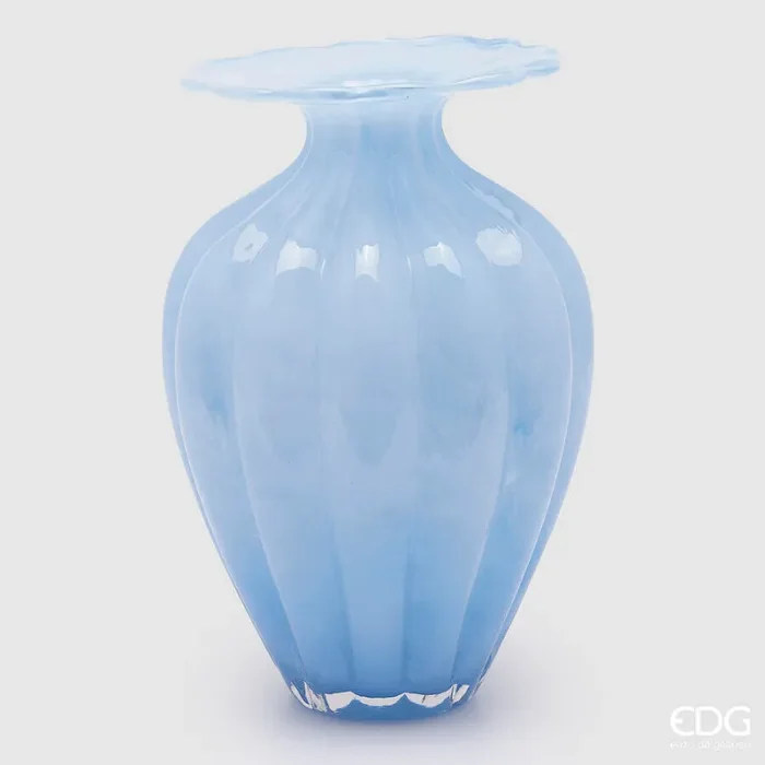 EDG Enzo De Gasperi Vaso Blossom H 31,5 Cm D 21 Cm Vetro Azure