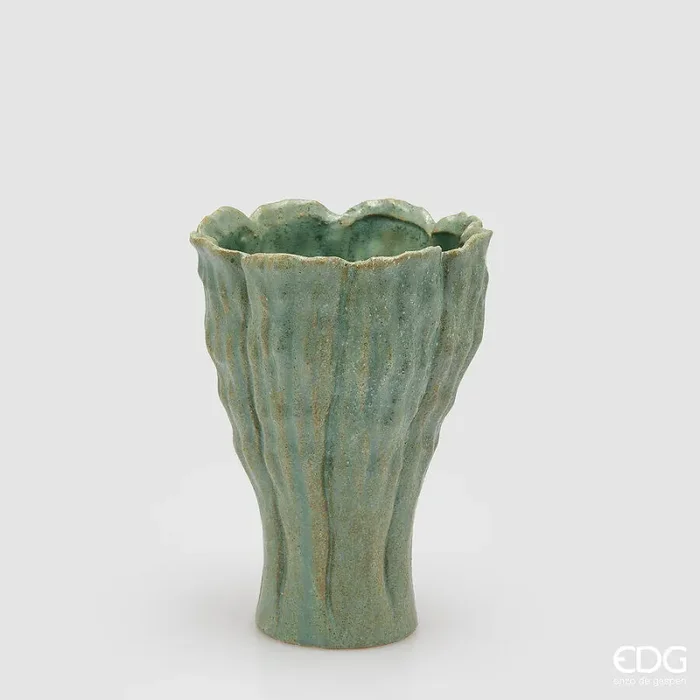 EDG Enzo De Gasperi Vaso Chakra Fiore del Mare H 27,5 Cm D 19 Cm Waterproof Turquoise Moda