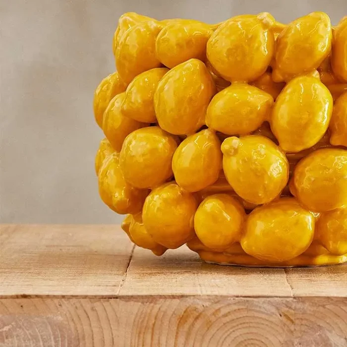 EDG Enzo De Gasperi Vaso Chakra Limoni H 19 Cm D 28 Cm 36 Frutti Giallo - immagine 3