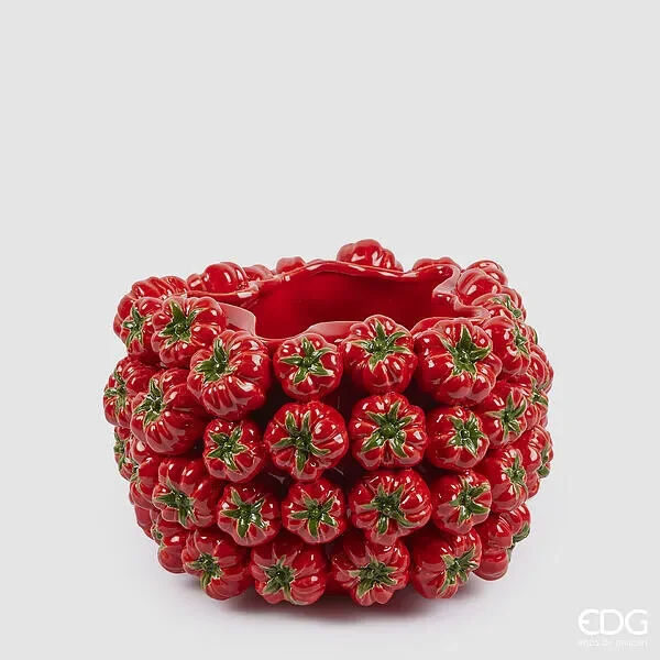 EDG Enzo De Gasperi Vaso Chakra Pomodoro H 24,5 Cm D 36,5 Cm Colore Rosso e Verde