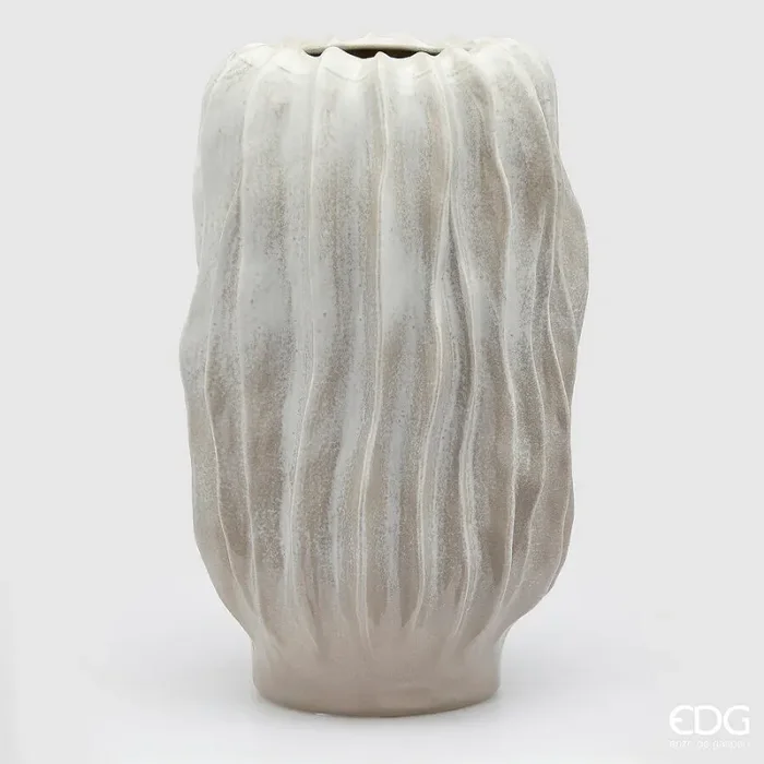 EDG Enzo De Gasperi Vaso Chakra Righe H 61 Cm D 37 Cm Waterproof Ivory