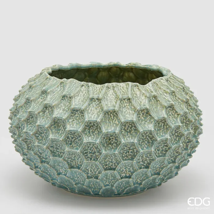 EDG Enzo De Gasperi Vaso Chakra Scaglie H 25 Cm D 40,5 Cm Waterproof Azure