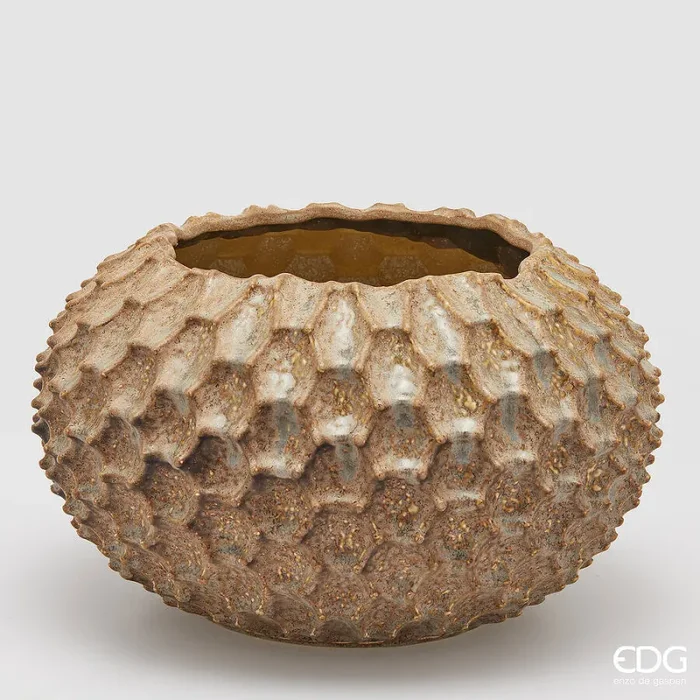 EDG Enzo De Gasperi Vaso Chakra Scaglie H 25 Cm D 40,5 Cm Waterproof Hazelnut