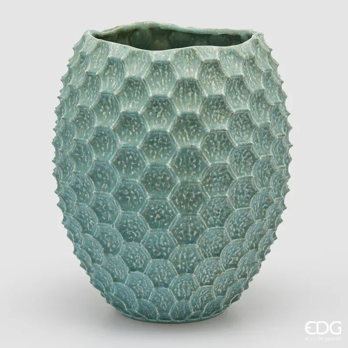 EDG Enzo De Gasperi Vaso Chakra Scaglie H 39,5 Cm D 34 Cm Waterproof Azure