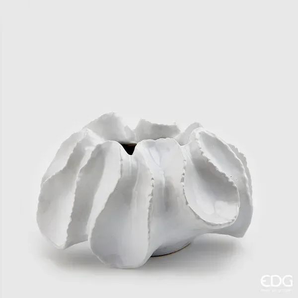 EDG Enzo De Gasperi Vaso Chakra Succulent H 18,5 Cm 37 x 37,5 Cm Bianco Vendita calda online