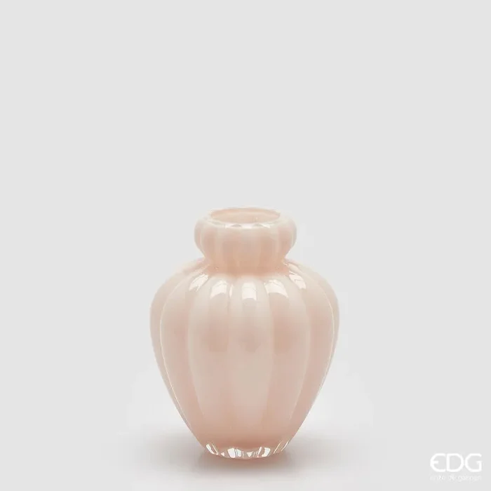 EDG Enzo De Gasperi Vaso Chignon H 20 Cm D 16 Cm Vetro Pale Pink