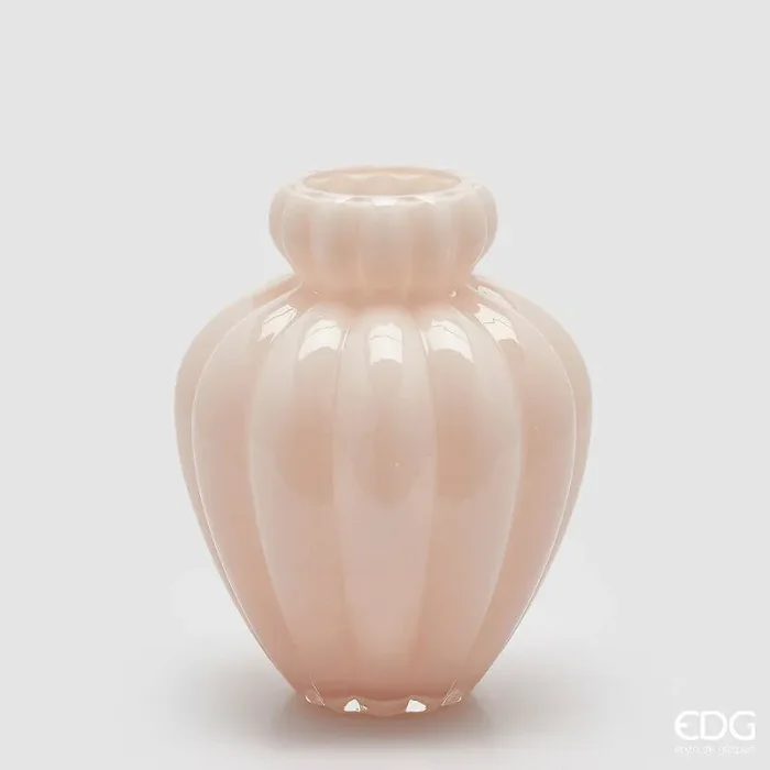 EDG Enzo De Gasperi Vaso Chignon H 28 Cm D 22 Cm Vetro Pale Pink