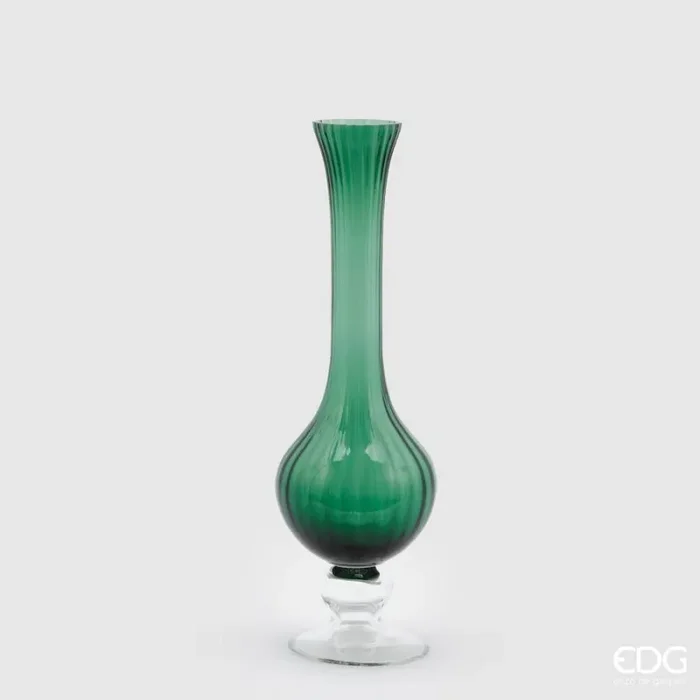 EDG Enzo De Gasperi Vaso Collolungo Righe H 40 Cm D 13 Cm Scatola Regalo Green
