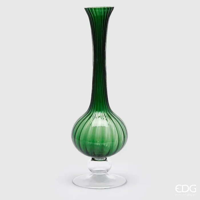 EDG Enzo De Gasperi Vaso Collolungo Righe H 55 Cm D 18 Cm Green