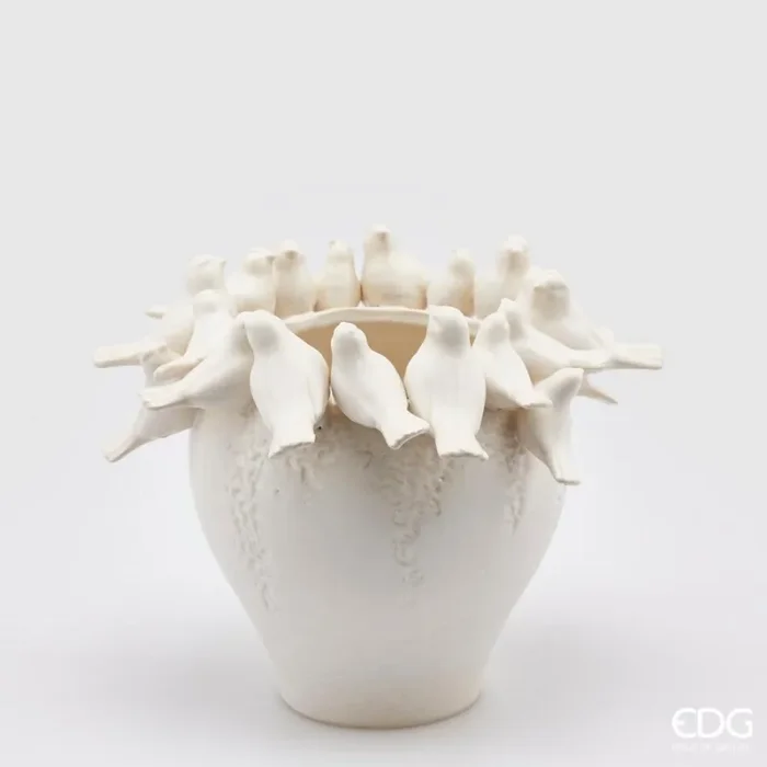 EDG Enzo De Gasperi Vaso Colombe H 26 Cm D 32 Cm Waterproof White