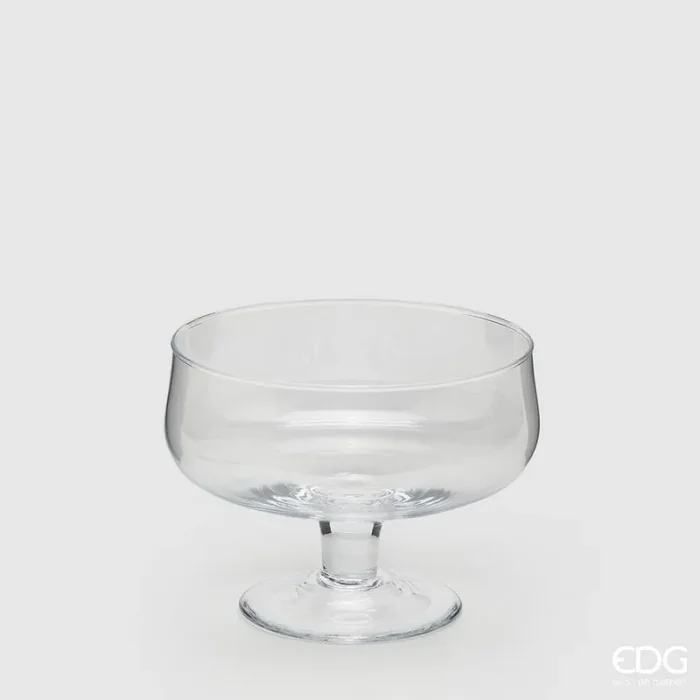 EDG Enzo De Gasperi Vaso Coppa con Piede H 15 Cm D 20 Cm Nida Natural Trasparente