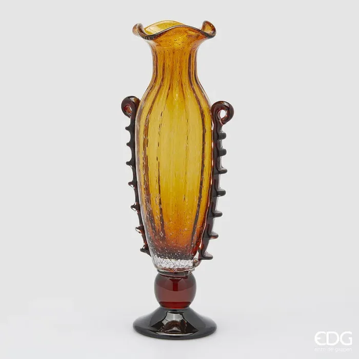 EDG Enzo De Gasperi Vaso Corinto Coppa H 50 Cm L 20 Cm L 14 Cm Vetro Amber