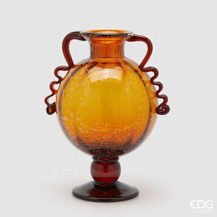 EDG Enzo De Gasperi Vaso Corinto Sfera H 42 Cm L 31 Cm L 25 Cm Vetro Amber