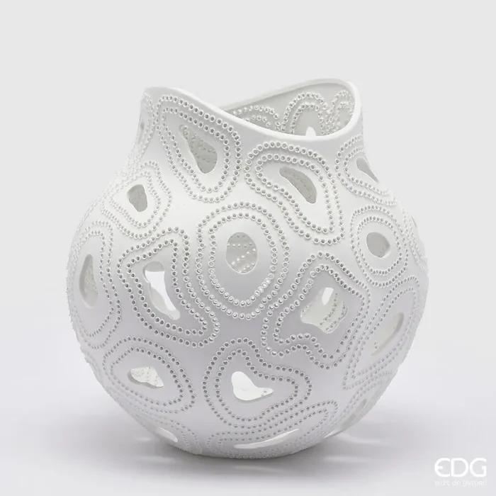 EDG Enzo De Gasperi Vaso Deluxe H 36 Cm D 35 Cm Bianco