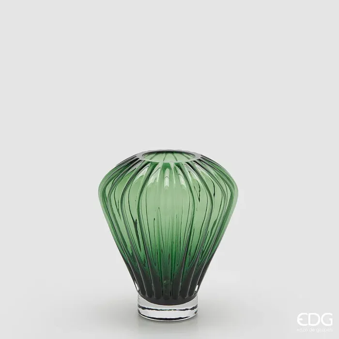 EDG Enzo De Gasperi Vaso Diamante H 20 Cm D 17 Cm Vetro Green