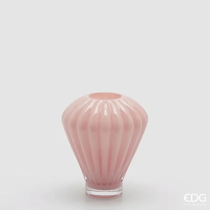 EDG Enzo De Gasperi Vaso Diamante H 20 Cm D 17 Cm Vetro Pink