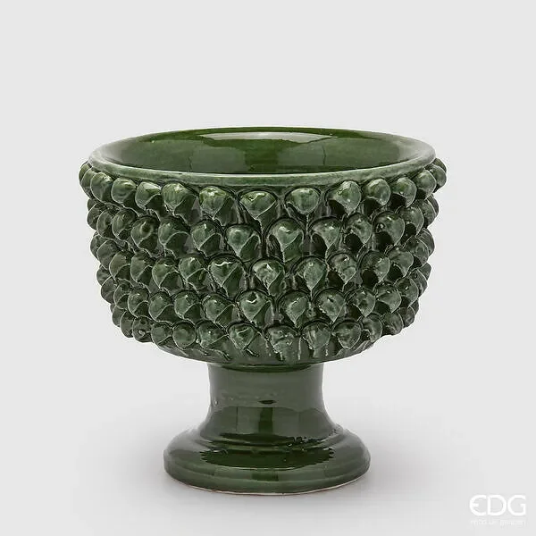 EDG Enzo De Gasperi Vaso Fenice Pigna con Piede H 24,5 Cm D 28 Cm Colore Verde Saldi