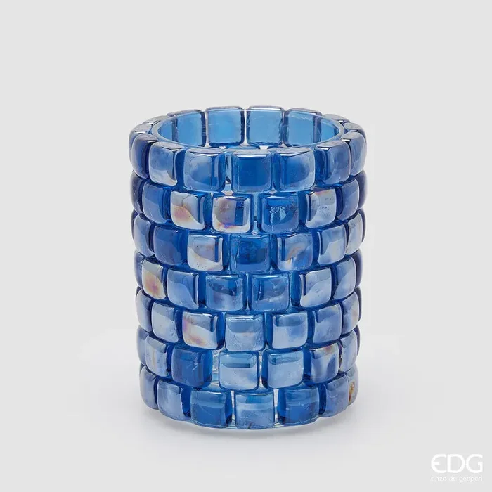 EDG Enzo De Gasperi Vaso Gemme Cilindro H 18 Cm D 15 Cm Blue 1 Pz