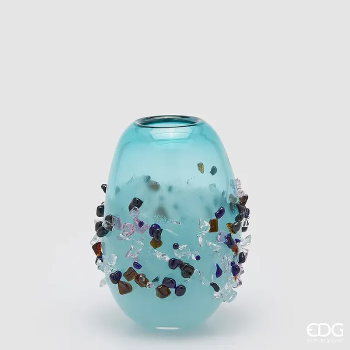 EDG Enzo De Gasperi Vaso Gemme Ovale H 25 Cm L 18 Cm L 15 Cm Vetro Turquoise