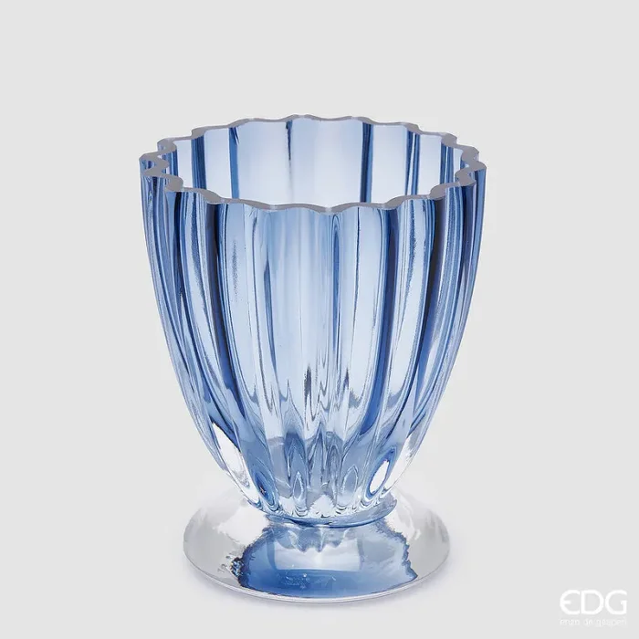 EDG Enzo De Gasperi Vaso Glory H 17,5 Cm D 14 Cm Vetro Blue