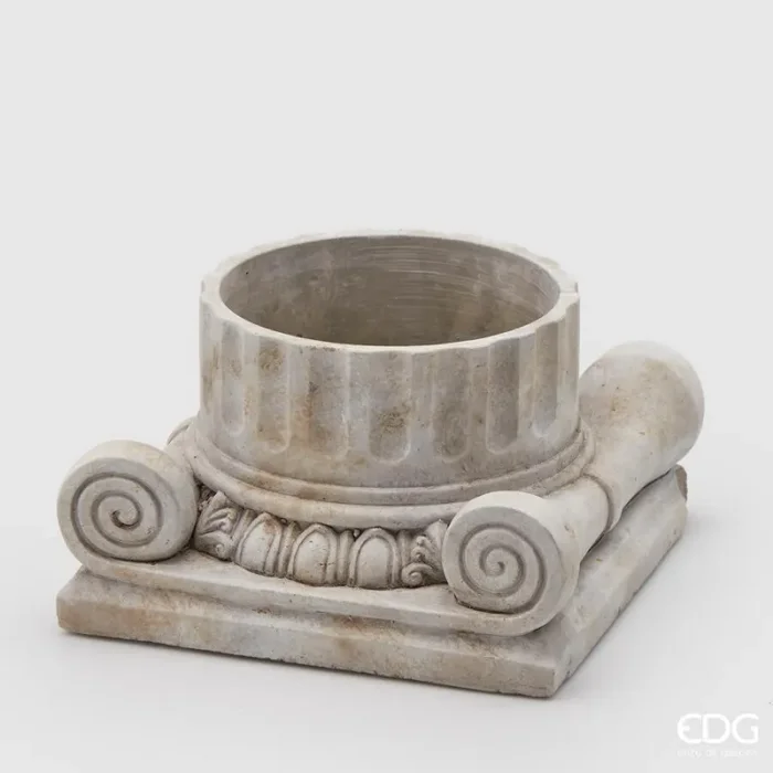 EDG Enzo De Gasperi Vaso in Cemento Capitello H 13,5 Cm L 24 Cm L 23 Cm Grey Waterproof