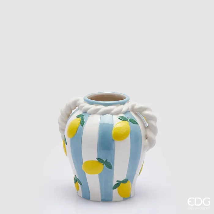 EDG Enzo De Gasperi Vaso Limoni H 20 D 17 Cm Ceramica Yellow