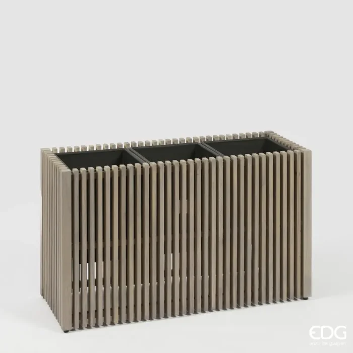 EDG Enzo De Gasperi Vaso Listelli Rettangolare Legno di Acacia Grey H 50 x 86 x 33 Cm Sconti