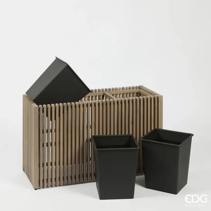 EDG Enzo De Gasperi Vaso Listelli Rettangolare Legno di Acacia Grey H 50 x 86 x 33 Cm Sconti - immagine 3